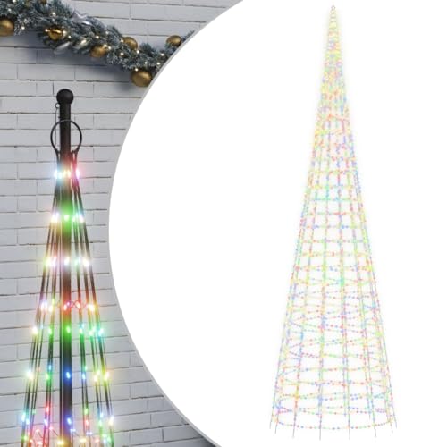 vidaXL LED Weihnachtsbaum für Fahnenmast, Beleuchtet Christbaum mit 3000 LEDs, LED Tannenbaum mit 8 Beleuchtungsmodi, Weihnachtsbeleuchtung Weihnachtsdeko, Mehrfarbig 800 cm von vidaXL