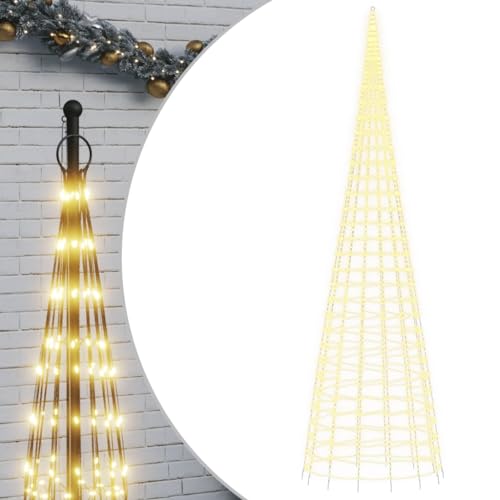 vidaXL LED Weihnachtsbaum für Fahnenmast, Beleuchtet Christbaum mit 3000 LEDs, LED Tannenbaum mit 8 Beleuchtungsmodi, Weihnachtsbeleuchtung Weihnachtsdeko, Warmweiß 800 cm von vidaXL