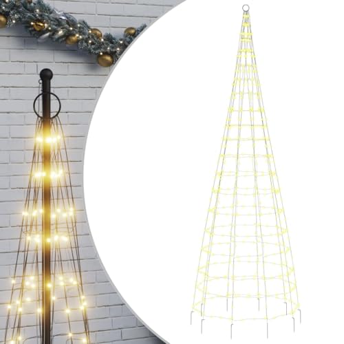 vidaXL LED Weihnachtsbaum für Fahnenmast, Beleuchtet Christbaum mit 550 LEDs, LED Tannenbaum mit 8 Beleuchtungsmodi, Weihnachtsbeleuchtung Weihnachtsdeko, Warmweiß 300 cm von vidaXL