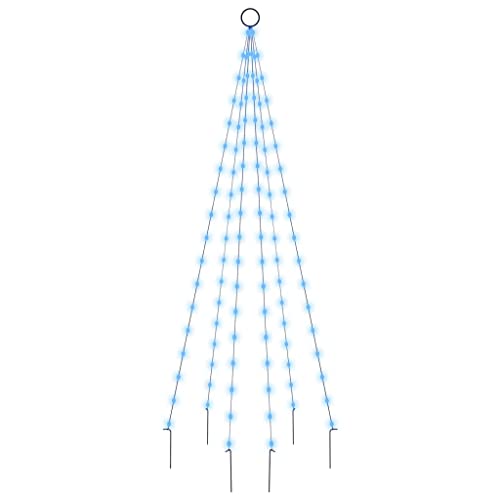 vidaXL LED Weihnachtsbaum für Fahnenmast Tannenbaum Lichterbaum Weihnachtsdeko Beleuchtung Außen Beleuchtet Lichterkette Blau 108 LEDs 180cm von vidaXL