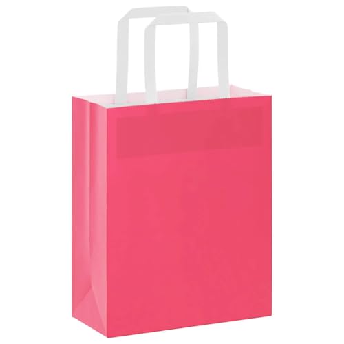 vidaXL Papiertragetaschen 250 Stk., Papiertüten mit Henkeln, Kraftpapiertüten, Geschenktüten für Einkaufen Hochzeiten Verpackungen Partys Geburtstag Weihnachten, Rosa 18x8x22cm von vidaXL