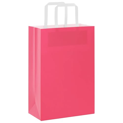 vidaXL Papiertragetaschen 50 Stk., Papiertüten mit Henkeln, Kraftpapiertüten, Geschenktüten für Einkaufen Hochzeiten Verpackungen Partys Geburtstag Weihnachten, Rosa 21x11x31cm von vidaXL