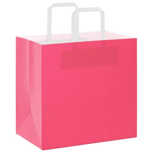 vidaXL Papiertragetaschen 50 Stk., Papiertüten mit Henkeln, Kraftpapiertüten, Geschenktüten für Einkaufen Hochzeiten Verpackungen Partys Geburtstag Weihnachten, Rosa 26x17x25cm von vidaXL