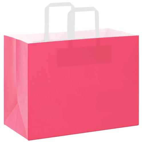 vidaXL Papiertragetaschen 50 Stk., Papiertüten mit Henkeln, Kraftpapiertüten, Geschenktüten für Einkaufen Hochzeiten Verpackungen Partys Geburtstag Weihnachten, Rosa 32x17x25cm von vidaXL