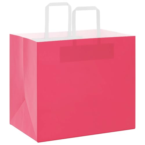 vidaXL Papiertragetaschen 50 Stk., Papiertüten mit Henkeln, Kraftpapiertüten, Geschenktüten für Einkaufen Hochzeiten Verpackungen Partys Geburtstag Weihnachten, Rosa 32x22x28cm von vidaXL