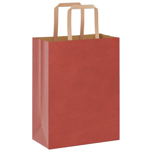 vidaXL Papiertragetaschen 50 Stk., Papiertüten mit Henkeln, Kraftpapiertüten, Geschenktüten für Einkaufen Hochzeiten Verpackungen Partys Geburtstag Weihnachten, Rot 21x11x28cm von vidaXL