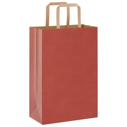 vidaXL Papiertragetaschen 50 Stk., Papiertüten mit Henkeln, Kraftpapiertüten, Geschenktüten für Einkaufen Hochzeiten Verpackungen Partys Geburtstag Weihnachten, Rot 21x11x31cm von vidaXL