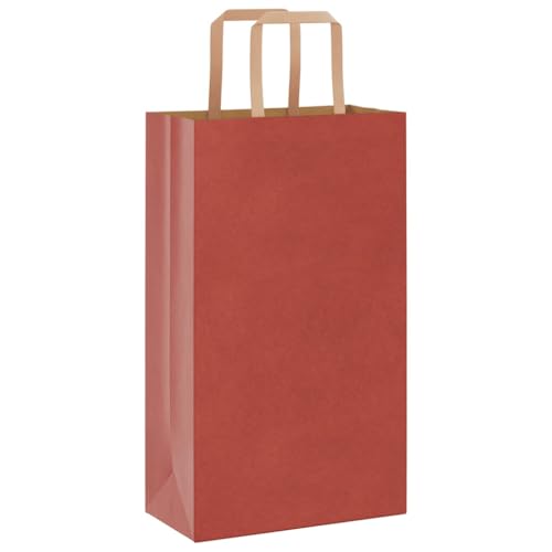 vidaXL Papiertragetaschen 50 Stk., Papiertüten mit Henkeln, Kraftpapiertüten, Geschenktüten für Einkaufen Hochzeiten Verpackungen Partys Geburtstag Weihnachten, Rot 21x11x36cm von vidaXL