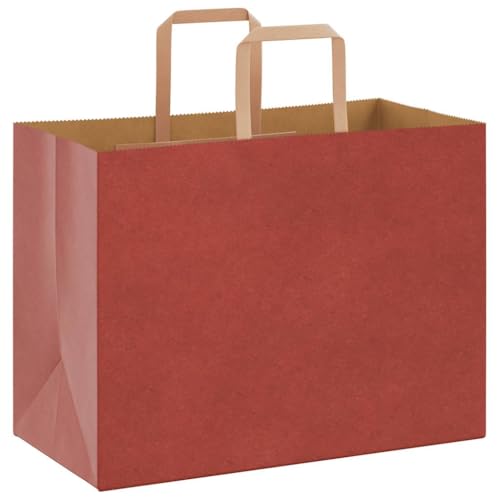 vidaXL Papiertragetaschen 50 Stk., Papiertüten mit Henkeln, Kraftpapiertüten, Geschenktüten für Einkaufen Hochzeiten Verpackungen Partys Geburtstag Weihnachten, Rot 32x17x25cm von vidaXL