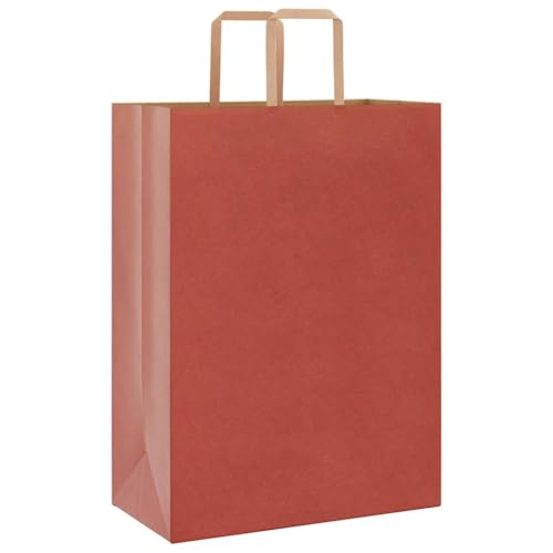 vidaXL Papiertragetaschen 50 Stk., Papiertüten mit Henkeln, Kraftpapiertüten, Geschenktüten für Einkaufen Hochzeiten Verpackungen Partys Geburtstag Weihnachten, Rot 32x17x44cm von vidaXL