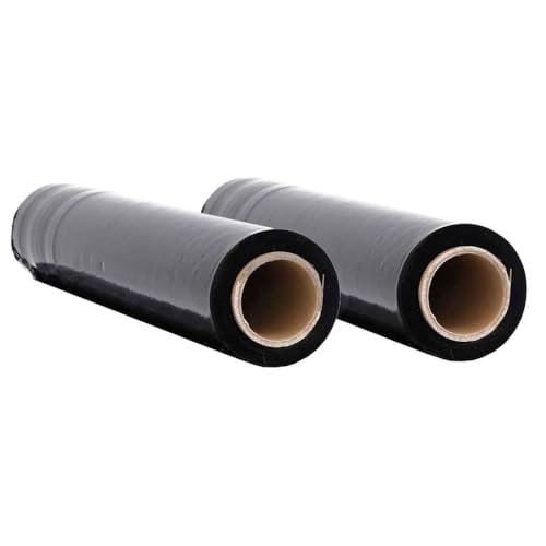 vidaXL Stretchfolie 2 Stk. Schwarz 20 μm 50 cm x 150 m, Verpackungsfolie, Palettenfolie, Möbelfolie, Wickelfolie, Packfolie, Möbel-Wickelfolie von vidaXL