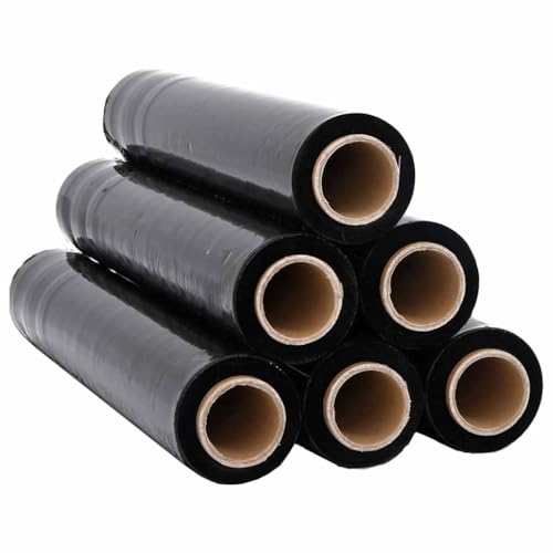 vidaXL Stretchfolie 6 STK. Schwarz 23 μm 50 cm x 150 m, Verpackungsfolie, Palettenfolie, Möbelfolie, Wickelfolie, Packfolie, Möbel-Wickelfolie von vidaXL