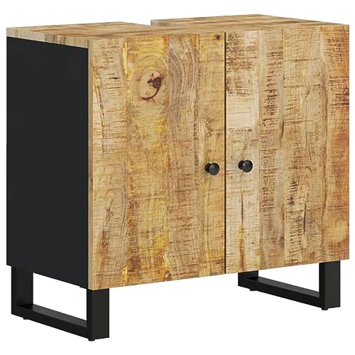 vidaXL Waschbeckenschrank, Unterschrank, Kommode mit Beinen, Badezimmermöbel, Massivholz mit Griff und technischem Holz, 62 x 33 x 58 cm vidaXL Waschbeckenschrank, Unterschrank, Kommode mit Beinen, Badezimmermöbel, Massivholz mit Griff und technischem Holz, 62 x 33 x 58 cm von vidaXL