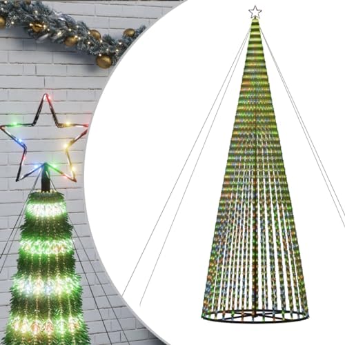 vidaXL Weihnachtsbaum, Beleuchtet Christbaum mit 1544 LEDs, LED Tannenbaum Kegelform mit 8 Beleuchtungsmodi, Weihnachtsbeleuchtung Weihnachtsdeko, Mehrfarbig 500 cm von vidaXL