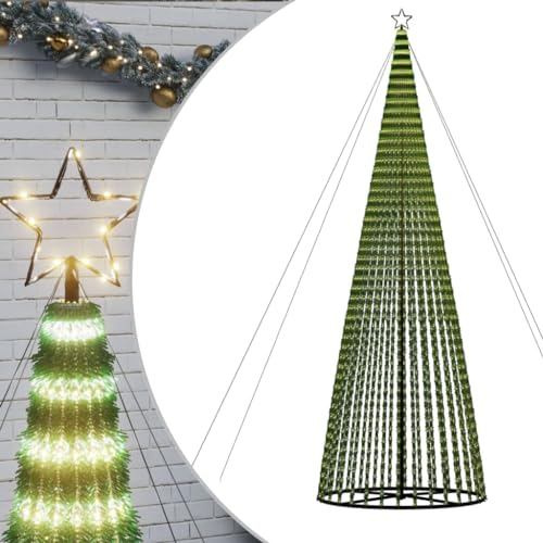 vidaXL Weihnachtsbaum, Beleuchtet Christbaum mit 1544 LEDs, LED Tannenbaum Kegelform mit 8 Beleuchtungsmodi, Weihnachtsbeleuchtung Weihnachtsdeko, Warmweiß 500 cm von vidaXL