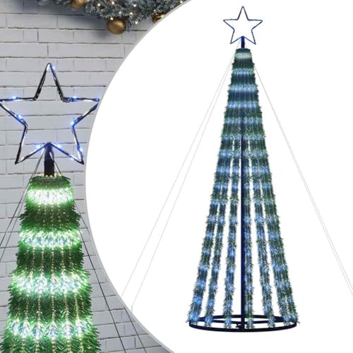 vidaXL Weihnachtsbaum, Beleuchtet Christbaum mit 275 LEDs, LED Tannenbaum Kegelform mit 8 Beleuchtungsmodi, Weihnachtsbeleuchtung Weihnachtsdeko, Blau 180 cm von vidaXL