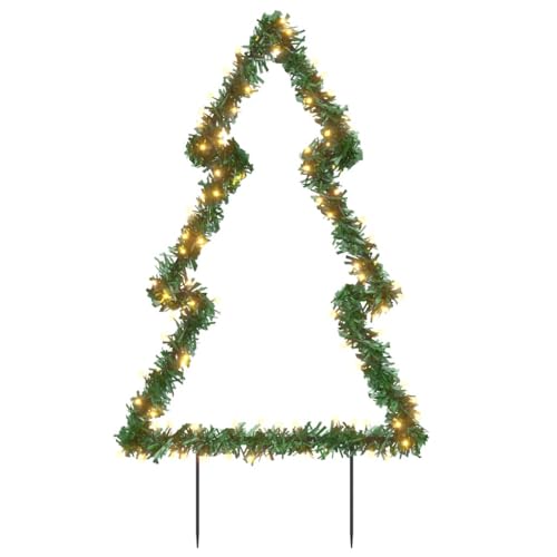 vidaXL Weihnachtsbaum, Beleuchtet Christbaum mit Erdspießen 115 LEDs, Wasserdicht LED Tannenbaum mit 8 Beleuchtungsmodi, Weihnachtsbeleuchtung Weihnachtsdeko, 90 cm von vidaXL