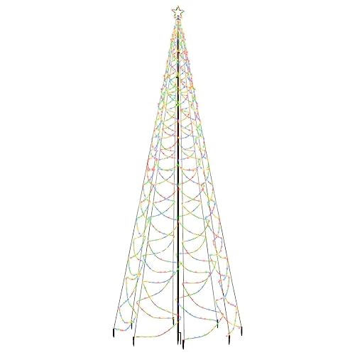 vidaXL Weihnachtsbaum mit Metallpfosten Stern Lichterbaum Beleuchtet Dekobaum Weihnachtsdeko Lichterkette Beleuchtung 1400 LEDs Mehrfarbig 5m von vidaXL