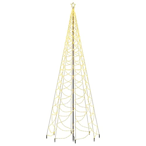 vidaXL Weihnachtsbaum mit Metallpfosten Stern Lichterbaum Beleuchtet Dekobaum Weihnachtsdeko Lichterkette Beleuchtung 1400 LEDs Warmweiß 5m von vidaXL