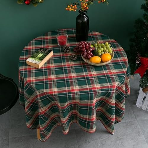 Tischdecke Weihnachten, Abwaschbar Tischtuch Karierte Tischwäsche aus Polyester Gartentischdecke für Party Picknick Abendessen Dekor von viriech