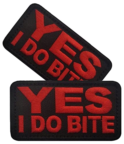 Vmcoatdu 2 Stück Aufnäher "Yes I Do Bite", bestickt, Emblem mit Klettverschluss-Applikation von vmcoatdu