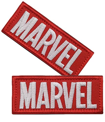 Vmcoatdu 2 Stück Marvel Comics Marvel-Logo Militär bestickt Patch Abzeichen Emblem mit Klettverschluss Applique Patches von vmcoatdu