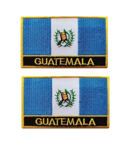 vmcoatdu 2 Stück Guatemala-Flagge, rechteckig oder Schild, bestickter Aufnäher, Abzeichen mit Aufnäher zum Aufbügeln (blaues Guatemala, Rechteck, 8 x 5 cm) von vmcoatdu