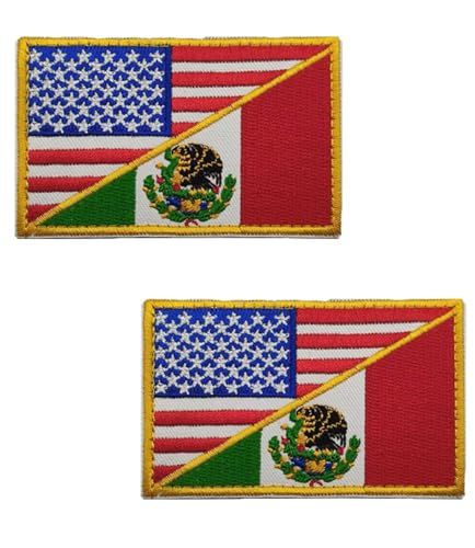 vmcoatdu 2 Stück USA Amerikanische USA USA und Mexiko bestickte Aufnäher Abzeichen Emblem mit Klettverschluss Applikation Patches von vmcoatdu