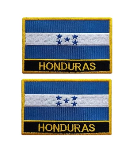 vmcoatdu Aufnäher mit Honduras-Flagge, rechteckig oder Schild, bestickt, zum Aufnähen oder Aufbügeln (blau, Honduras, rechteckig, 8 x 5 cm), 2 Stück von vmcoatdu