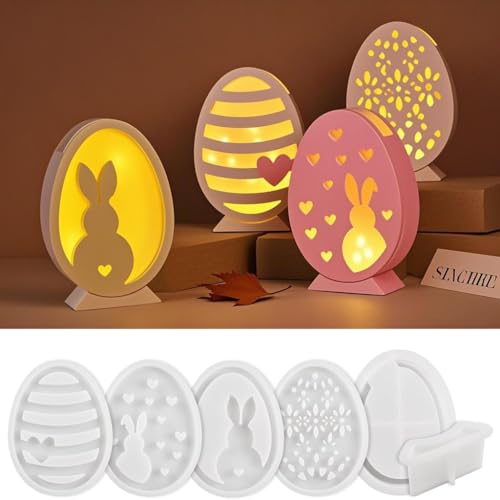 6 Stück Silikonformen Gießformen Ostern, 3D Kaninchen Gießform Ostern, Silikonform Osterei Gipsformen zum Gießen Osternhase Epoxidharz Formen Giessformen Silikon Ostern für Handwerk von vnfsmy