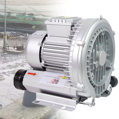 vnmudzeo 220 V 380 V Industrielle Absaugventilatoren, Zum Entstauben Von Luft, Hochdruck-LuftsauerstoffpumpengebläSe FüR Aquarien Und Fischteiche 120 W-7500 W, Mit Vibrationshemmender Basis,180W-220V von vnmudzeo