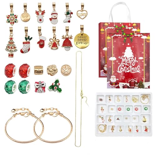 Weihnachten Blind Box Countdown Kalender Weihnachten Blindkasten Armband Santa Weihnachtsbaum Schneeflocke Armbänder Überraschungsbox Geschenkaustausch für Erwachsene und Kinder von vohiko