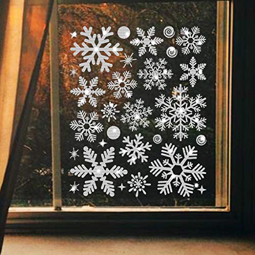 Weihnachten Sticker Schneeflocken Selbstklebend Aufkleber Fensterbilder Weihnachten Fensterdeko Fenstersticker für Weihnachten Deko Winter Fenster Wanddekoration Weihnachtswandaufkleber von vohiko