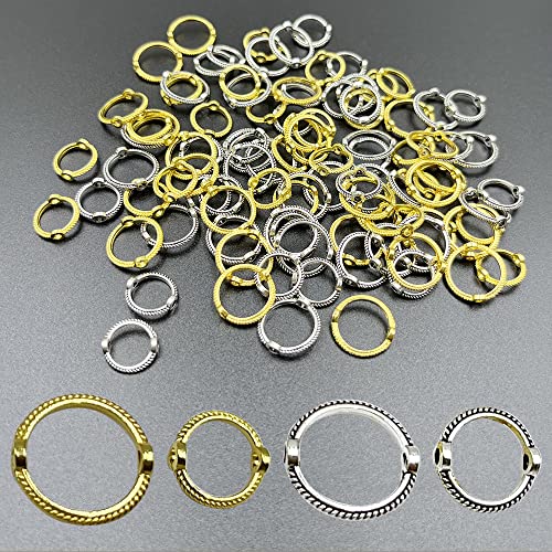 100 Stück Doppelloch-runde Perlen-Rahmen, Glieder-Verbindungsstücke für Perlen, 2 Größen, Gold, Silber, Kreis, Perlenrahmen für Schmuckherstellung, Ohrringe, Halsketten, Armbänder, DIY von vokoko