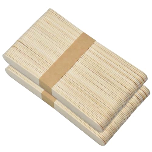 Volumoon 100 Stk 15 x 1.8 cm Holzstäbchen Eisstiele, Breit Holzspachtel zum Basteln, Natur Bastelholz Birke, Holzstiele Holzmundspatel, Bastelholz für DIY, Eis selber Machen von volumoon