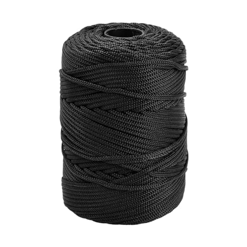 Volumoon 3mm Polyestergarn, Farbig Makramee Schnur, Polyesterkordel, Polyester Geflochtenes Garn, Polyesterschnur, Garn für DIY Handwerk Weben Dekoration Hängepflanze Pflanze Aufhänger (Schwarz) von volumoon