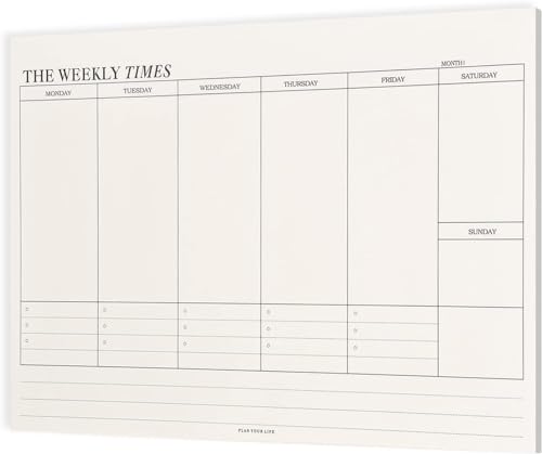 Volumoon 60 Blatt Wochenplaner Block,24,5 x 17,5 cm Weekly Planner Wochenübersicht,Wochenplaner Tagesplaner To Do Liste,Woche Notizblock mit praktischen Abreißblättern,für Schule Büro Haushalt von volumoon