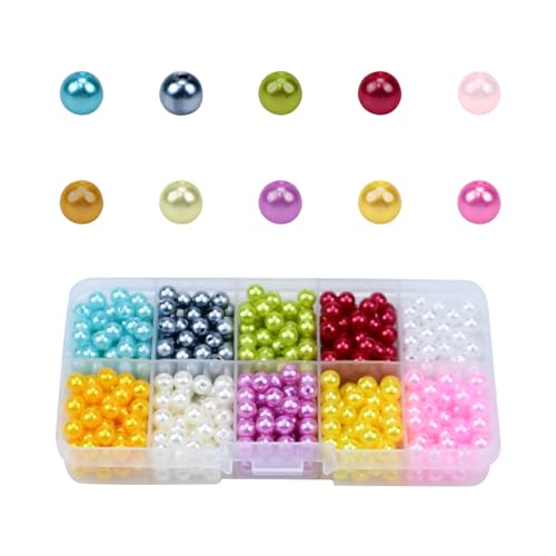 Volumoon 600 Stück Perlen Bunt, 6mm Glasperlen Set in 10 Farben, ABS Runde Bastelperlen, Perlen zum Basteln für DIY Schmuckherstellung, Armbänder, Halsketten von volumoon