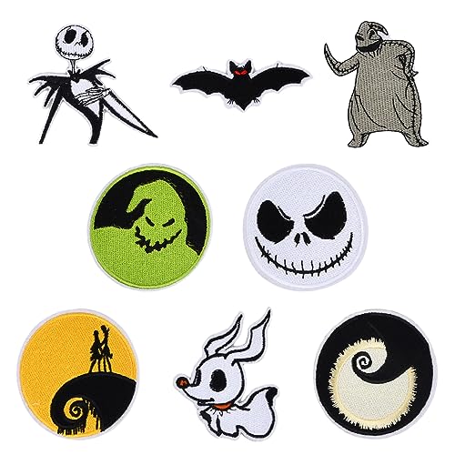 Volumoon 8pcs Aufnäher, Patches Zum Aufbügeln, Flicken zum Aufbügeln, Bestickte Aufnäher zum Aufnähen Oder Aufbügeln, Halloween Gestickte Aufnäher für Kinder Erwachsene T-Shirt Jeans Kleidung Taschen von volumoon