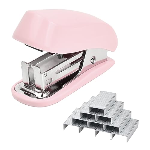 Volumoon Mini Tacker Set 26/6, Heftgerät Set, Stapler Klein, Hefter Klein Tragbar Heftgerät mit 830 Heftklammern, Manueller Tischhefter mit Heftklammern für Schulen Arbeitsplätze Familien (Rosa) von volumoon