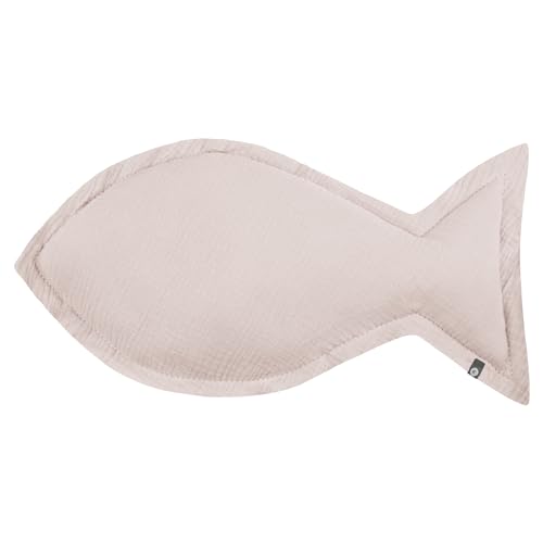 von Herzen Musselinkissen aus 100% Baumwolle I Kinderkissen Fisch I Dekokissen aus Musselin für Kinderzimmer & Bett I Fischkissen für Kinder I Handgenähtes Kissen mit Watte gefüllt (Blushrosa) von von Herzen