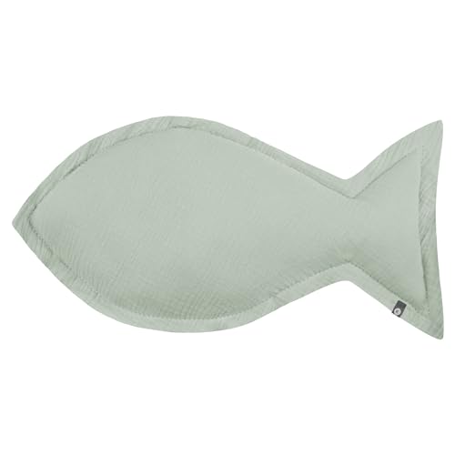 von Herzen Musselinkissen aus 100% Baumwolle I Kinderkissen Fisch I Dekokissen aus Musselin für Kinderzimmer & Bett I Fischkissen für Kinder I Handgenähtes Kissen mit Watte gefüllt (Mint) von von Herzen