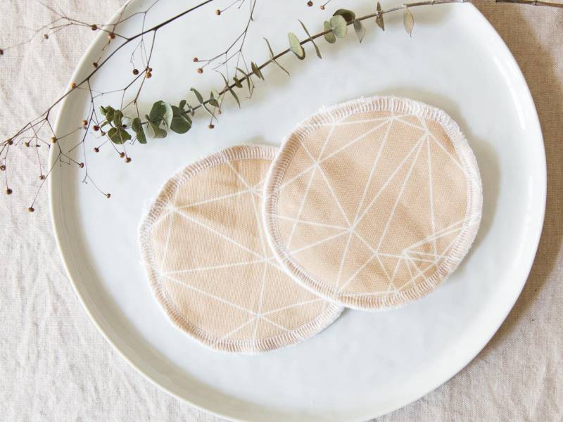 2 Große Make-Up Reinigungspads Aus Biobaumwolle, Beige, Weiß, Waschbare Abschminkpads, Zero Waste Baumwollpads, Handgefertigt von vonpleissenstein