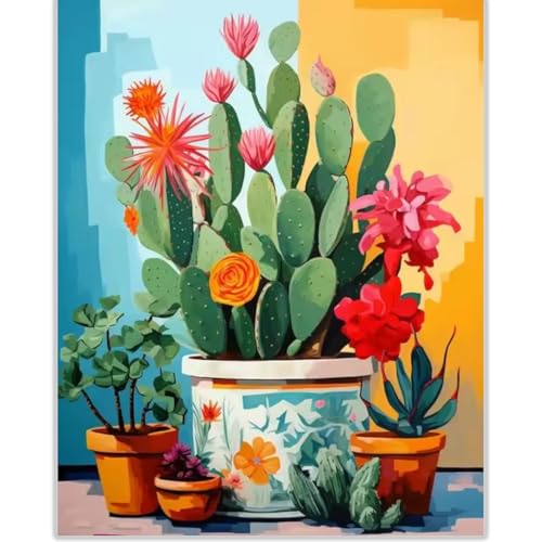 vooiceofco Malen Nach Zahlen Erwachsene Blumen Faltenfreie Leinwand mit 3 Pinseln Acrylpigment DIY Ölgemälde Leinwand Set 40X50CM Rahmenlos von vooiceofco