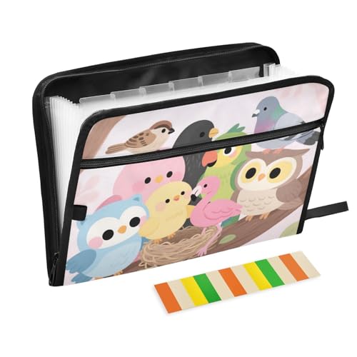 Dokumenten-Organizer mit niedlichem Tiermotiv, 13 Fächer, A4, Briefformat, mit Reißverschluss zum Aufhängen, erweiterbare Mappe, Rosa Dokumenten-Organizer mit niedlichem Tiermotiv, 13 Fächer, A4, Briefformat, mit Reißverschluss zum Aufhängen, erweiterbare Mappe, Rosa von voucong