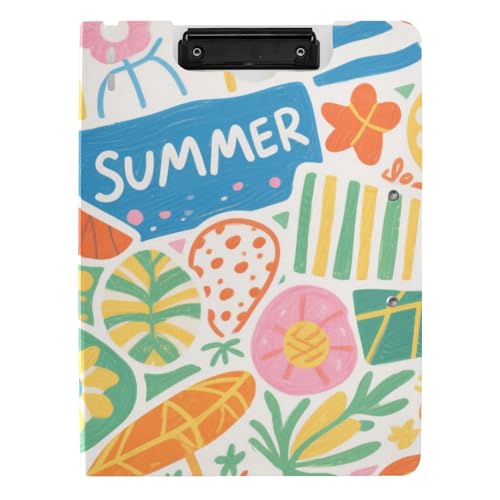 Klemmbrett, faltbar, bunt, Cartoon-Sommer, niedliches A4-Klemmbrett, Folio-Ordner, Doppel-Clips, Stifthalter, Still-Klemmbrett mit Abdeckung Klemmbrett, faltbar, bunt, Cartoon-Sommer, niedliches A4-Klemmbrett, Folio-Ordner, Doppel-Clips, Stifthalter, Still-Klemmbrett mit Abdeckung von voucong