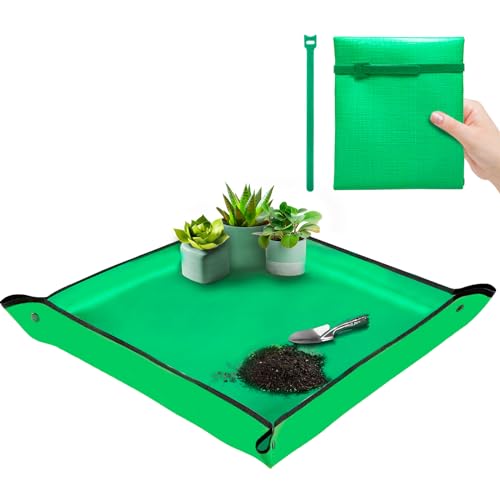 vuicci Umtopfmatte für Zimmerpflanzen, Umtopfen und Blumenerde, verdickte, wasserdichte Pflanzmatte, tragbare Gartenmatte für Pflanzenliebhaber (Grün, extra groß, 100,3 x 100,3 cm) von vuicci