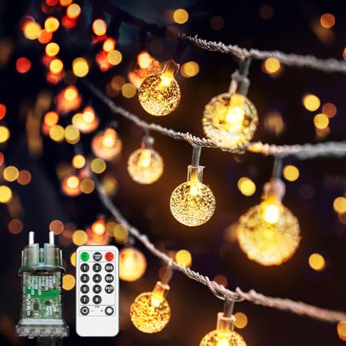 vutizal Kugel Lichterkette, 9M 40 LED Lichterkette 8 Modi, IP44 Wasserdichte, Partylichterkette mit Stecker für Innen und Außen, ideal für Balkon Deko, Hochzeit, Party, Garten, Warmweiß von vutizal