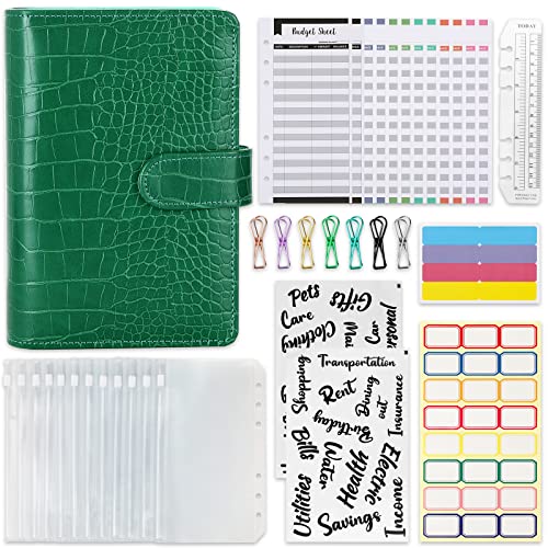 A6 Budget Binder Budget Planner, 37Pcs 6 Löcher Ringbuch Notizbuch mit Binderumschlägen, Budgetblätter, Etikettenaufklebern, Herrscher, Geld Aufbewahrung ​Sparbuch für Reisen und Tagebuch von vvhippo