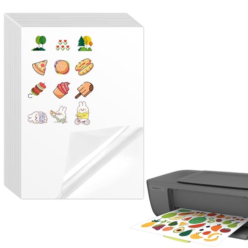 wadafen 20 Stk A4 Selbstklebende Folien,Vinylfolie Sticker Papier,Bedrucken Klebefolien Druckerpapier,Bedruckbare Klebefolie,für Aufkleberdrucker,Laserdrucker und Tintenstrahldrucker von wadafen